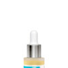 A product photo of Green People's Anti Ageing Facial Oil in a clear dropper bottle, highlighting its organic, plant-based formula with rosehip and avocado. The light yellow oil is visible inside the glass bottle, which has a silver dropper top and a blue and white label.